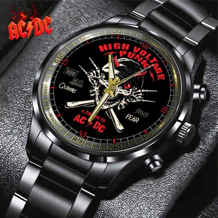 AC/DC Music Black Stainless Steel Watch Gift For Fan