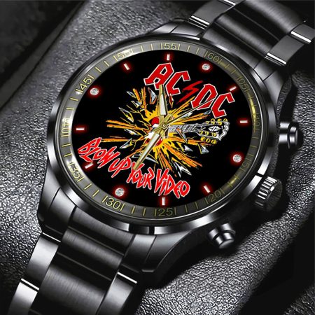 AC/DC Music Black Stainless Steel Watch Gift For Fan