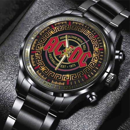AC/DC Music Black Stainless Steel Watch Gift For Fan
