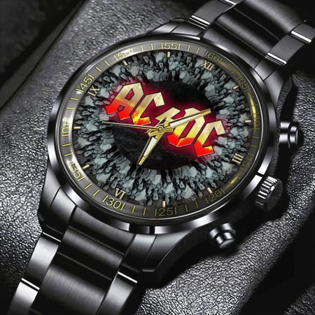AC/DC Music Black Stainless Steel Watch Gift For Fan