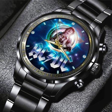 AC/DC Music x Angus Young Black Stainless Steel Watch Gift For Fan