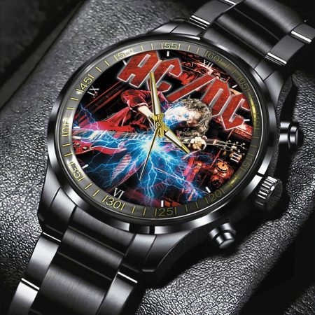 AC/DC Music x Angus Young Black Stainless Steel Watch Gift For Fan