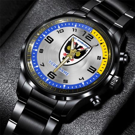 AFC Wimbledon EFL Personalized Black Stainless Steel Hand Watch For Fan
