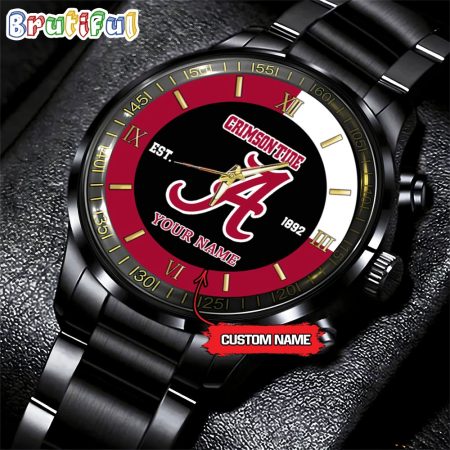 Alabama Crimson Tide NCAA Personalized Black Hand Watch For Fans