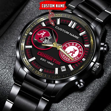 Alabama Crimson Tide NCAA Personalized Black Hand Watch Gift For Fans