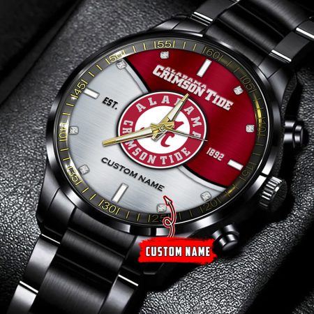 Alabama Crimson Tide NCAA Personalized Black Hand Watch Gift For Fans
