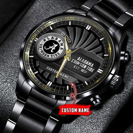 Alabama Crimson Tide NCAA Personalized Black Hand Watch Gift For Fans