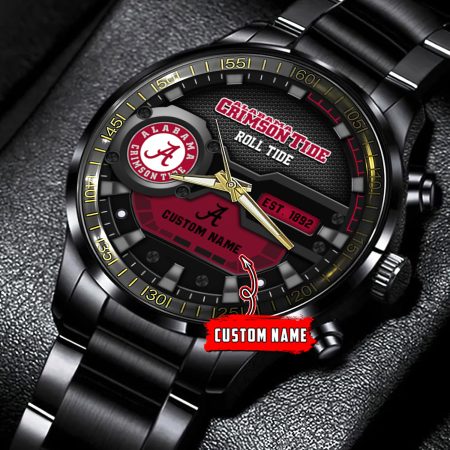 Alabama Crimson Tide NCAA Personalized Black Hand Watch Gift For Fans