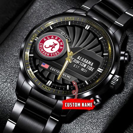 Alabama Crimson Tide NCAA Personalized Black Hand Watch Gift For Fans