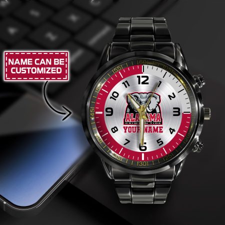 Alabama Crimson Tide NCAA Personalized Black Hand Watch Gift For Fans