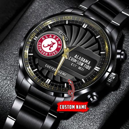 Alabama Crimson Tide NCAA Personalized Black Hand Watch Gift For Fans
