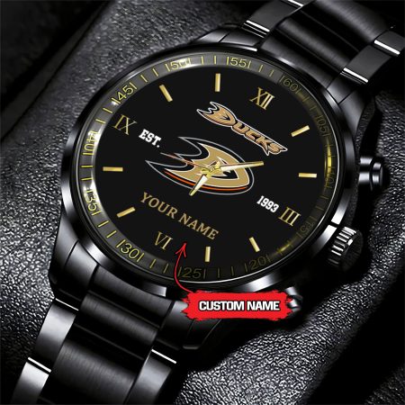 Anaheim Ducks NHL Hockey Game Time Custom Black Fashion Watch For Fan