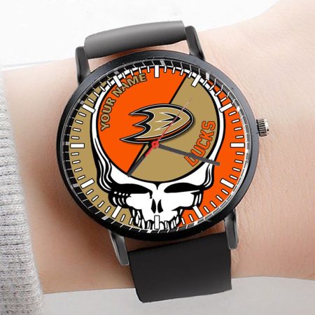 Anaheim Ducks NHL Personalized 3D Men Leather Hand Watch Gift For Fans For Father