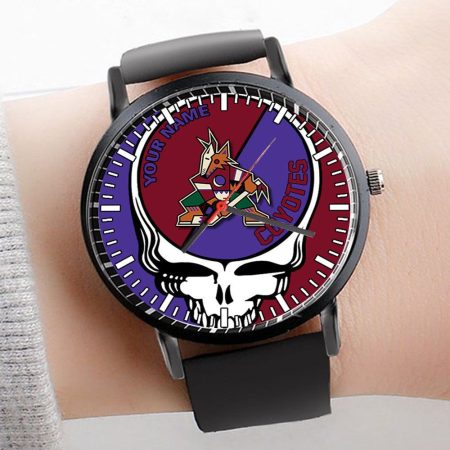 Arizona Coyotes NHL Personalized 3D Men Leather Hand Watch Gift For Fans For Father