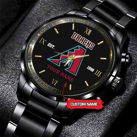 Arizona Diamondbacks MLB Black Fashion Watch Custom Your Name For Fan