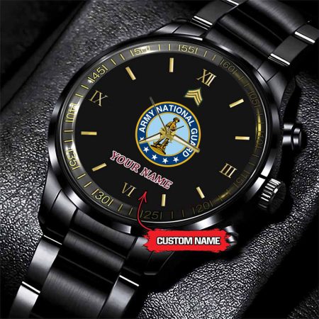 Army National Guard Army Personalized Black Stainless Steel Watch