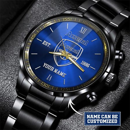 Arsenal EPL Personalized Black Hand Watch Gift For Fans
