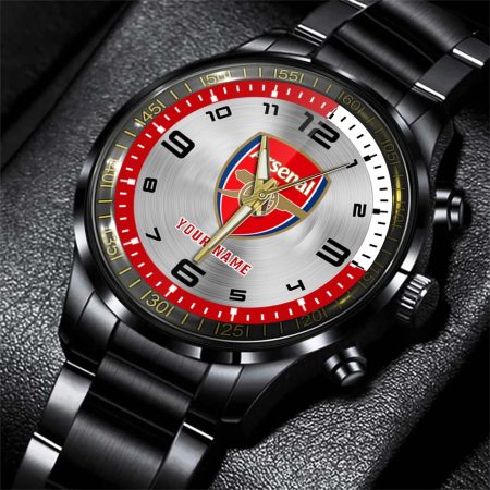 Arsenal EPL Personalized Black Stainless Steel Hand Watch For Fan