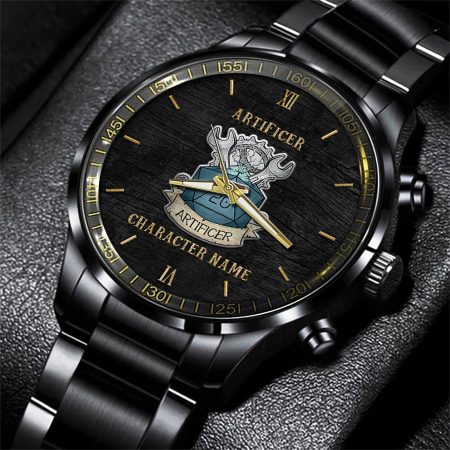 Artificer Dungeons & Dragons Game Black Fashion Watch Custom Character Name