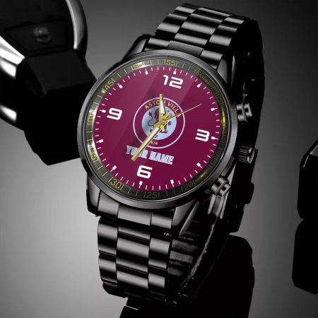 Aston Villa EPL Personalized Black Hand Watch Gifts For Fans