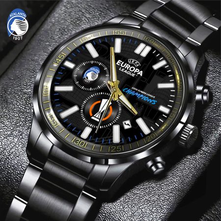 Atalanta BC Serie A Black Stainless Steel Watch Gift For Fan