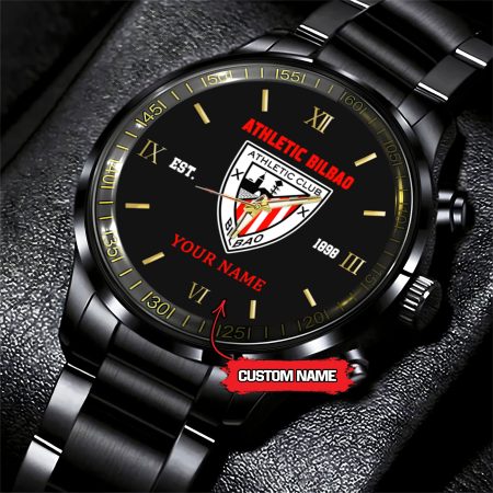 Athletic Bilbao LaLiga Personalized Black Hand Watch Gifts For Fan Club