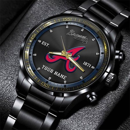 Atlanta Braves MLB Personalized Black Style Hand Watch Gifts For Fan