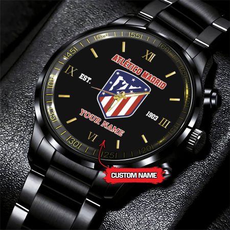 Atlético Madrid LaLiga Personalized Black Hand Watch Gifts For Fan Club