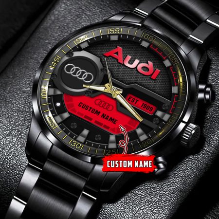 Audi Car Personalized Black Hand Watch Gift For Fans