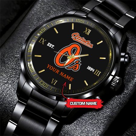 Baltimore Orioles MLB Black Fashion Watch Custom Your Name For Fan
