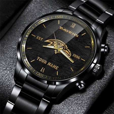 Baltimore Ravens NFL Black Fashion Watch Custom Your Name