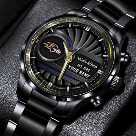 Baltimore Ravens NFL Black Fashion Watch Custom Your Name