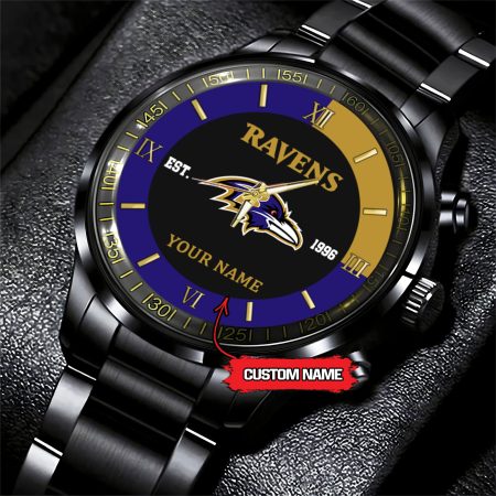 Baltimore Ravens NFL Personalized Black Fashion Watch