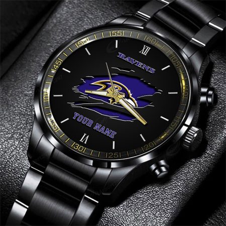 Baltimore Ravens NFL Personalized Black Fashion Watch For Football Lovers For Fan