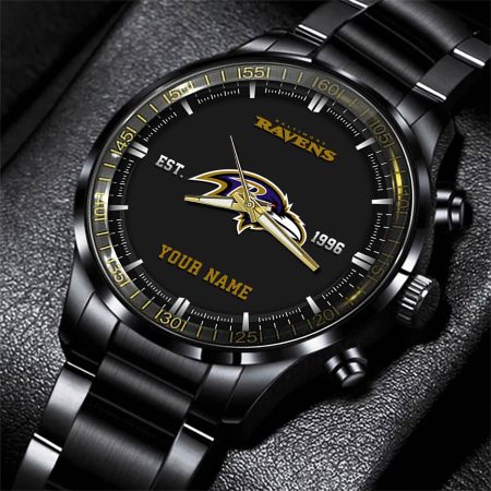 Baltimore Ravens NFL Personalized Black Fashion Watch Gifts For Fans