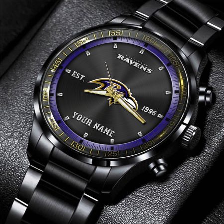 Baltimore Ravens NFL Personalized Black Fashion Watch Gifts For Fans