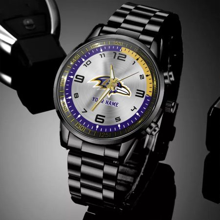 Baltimore Ravens NFL Personalized Black Hand Watch Gifts For Fans