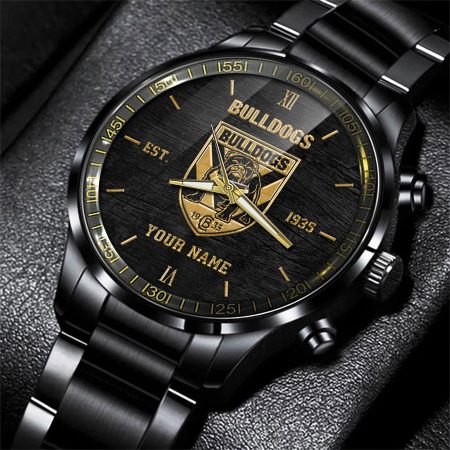 Bankstown Bulldogs NRL Black Fashion Watch Custom Your Name