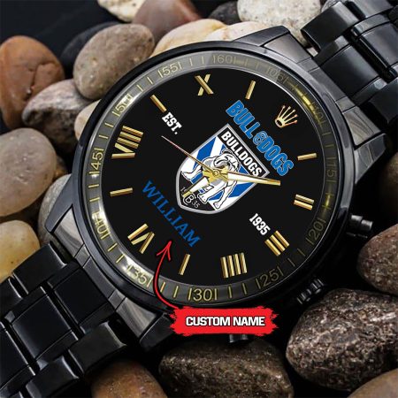 Bankstown Bulldogs NRL Custom Name Black Fashion Watch