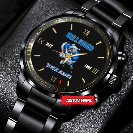 Bankstown Bulldogs NRL Mascot Custom Name Black Fashion Watch
