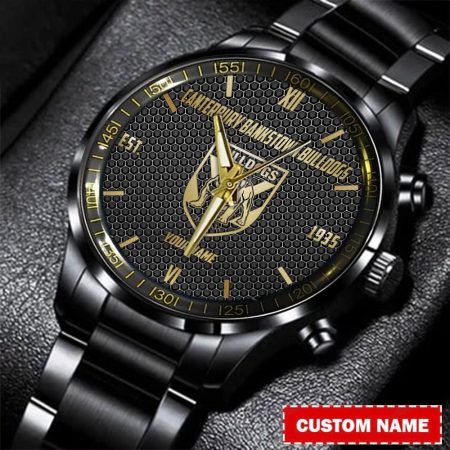 Bankstown Bulldogs NRL Personalized Gold Metal Black Watch For Fan