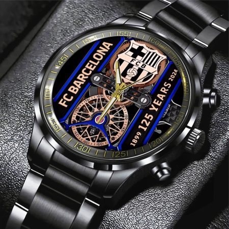 Barcelona FC La Liga Black Stainless Steel Watch Gift For Fan
