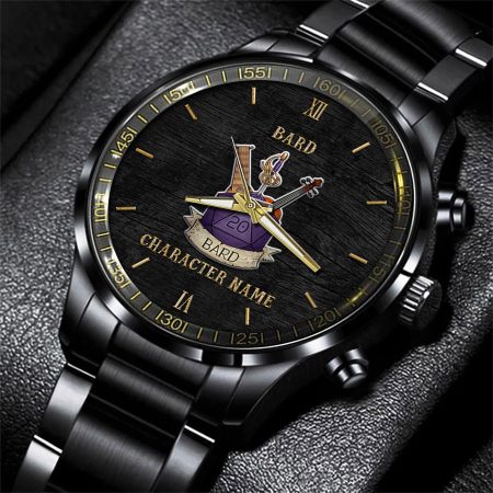 Bard Dungeons & Dragons Game Black Fashion Watch Custom Character Name