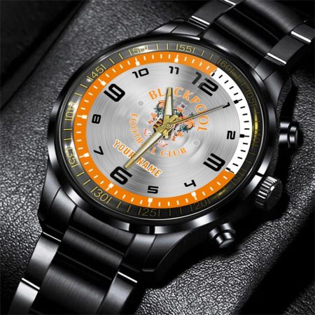 Blackpool EFL Personalized Black Stainless Steel Hand Watch For Fan