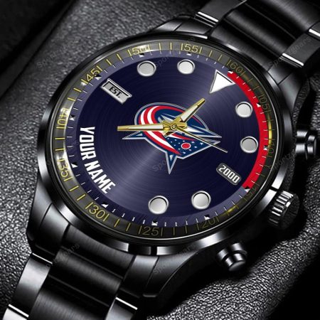 Blue Jackets NHL Personalized New Black Hand Watch Gift For Fans