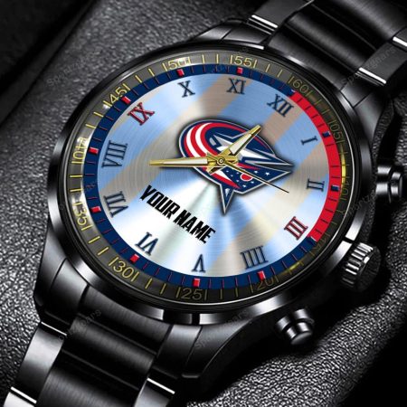 Blue Jackets NHL Personalized New Black Hand Watch Gift For Fans