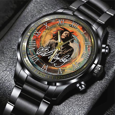 Bob Marley Music Black Stainless Steel Watch Gift For Fan