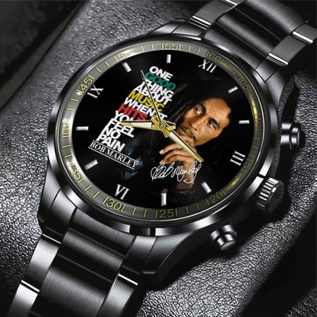 Bob Marley Music Black Stainless Steel Watch Gift For Fan