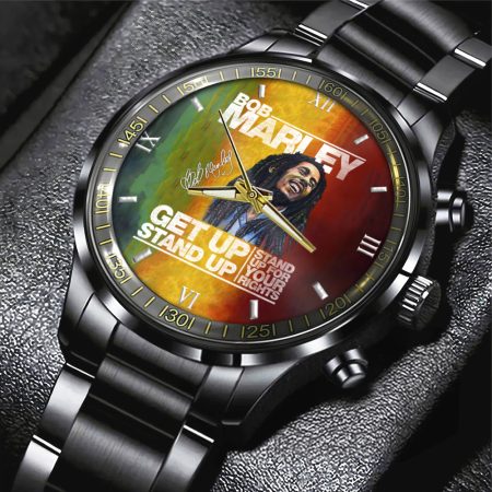 Bob Marley Music Black Stainless Steel Watch Gift For Fan