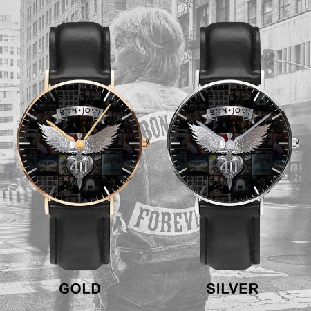 Bon Jovi Music Black Stitched Leather Watch Gift For Fan